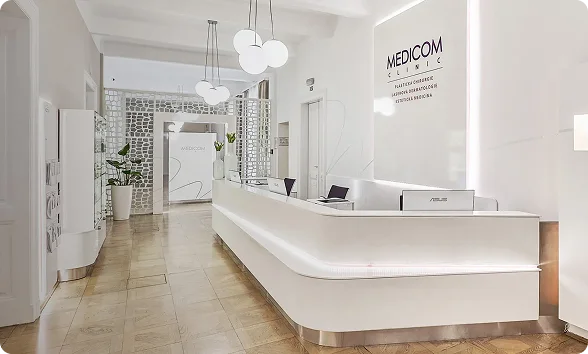 Interiér recepce MEDICOM Clinic